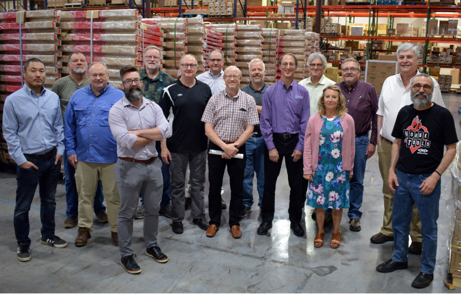 Pictured Left to Right: 	David Lee (ASTM International, Staff Manager C18 Dimension Stone), Ken Bownds (Curtain Wall Design and Consulting, Inc.), Bob Vetter (Vetter Stone), Jeff Kerr (Simpson Gumpertz Heger, Inc. Secretary C18.03 Dimension Stone Specifications),  Frank Strickland (TEi-Testing Services, LLC),  Bryan Imhoff (Imhoff Engineering Inc., Chair C18.07 Dimension Stone Environmental) Steven Naggatz (Wiss Janney Elstner Associates, Chair C18.08 Dimension Stone Selection) Matt Farmer (Wiss Janney Elstner Associates, Chair, Dimension Stone Test Methods) Todd Schnatzmeyer (Indiana Limestone Institute of America, Inc.) Kurt Hoigard (Raths, Raths, & Johnson, Chair C18 Dimension Stone) Michael Lewis (Façade Forensics Inc., Chair C18.06 Dimension Stone Attachments) Mary Vetter-Benedict (Vetter Stone, Chair C18.91 Dimension Stone Nomenclature) Chuck Muehlbauer (Natural Stone Institute, Secretary C18 Dimension Stone) Jeff Matthews (Trade International Inc.)