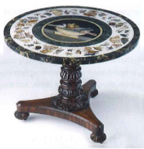 The tabletop Santarossa restored was made by the best-known marble-working firm in 19th-century Malta, J. Darmanin and Sons, who traded from about 1800 to the 1880s, and exhibited at several international exhibitions including the Great Exhibition, London in 1851.