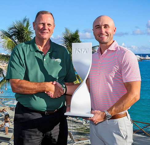 2023 ISFA Hall of Fame Mike Langenderfer with ISFA President Austin Maxwell