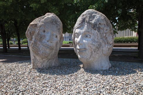 The “Loving Stones” sit at The Christian Science Center on Huntington Avenue, downtown Boston.