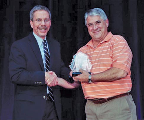 CTEF Executive Director, Scott Carothers (left) presents First Annual Distributor Award to Brent Stoller, ISC Surfaces.