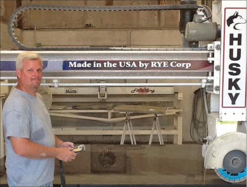 Randy Hobaugh runs Duncan Stone’s new Husky Bridge Saw with a Talon Blade. Duncan Stone buys most of its fabrication equipment from Braxton-Bragg, from Hercules Air Polishers to Predator Routers.