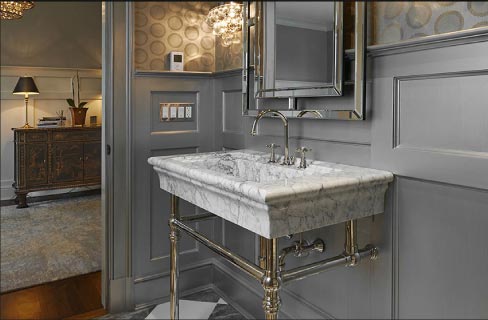 This solid marble sink / vanity top takes washstands to a whole new level.