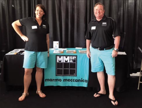 Chantel Rozenberg and Steve Collick of Marmo Meccanica. Steve: “When I’m at the trade shows, one of the greatest things is when I’ve got a customer looking at a machine and a previous customer walks by and says, ‘I own one and if you don’t buy it you’re crazy!”