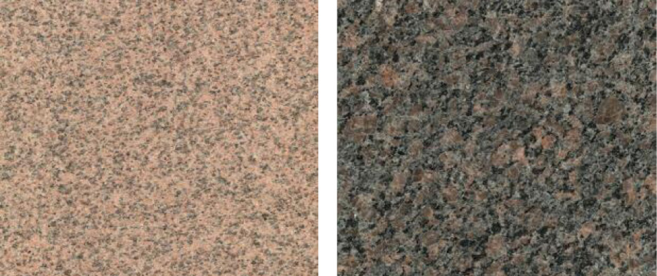 left: Carolina Coral™ Granite,  right: Caledonia™ Granite