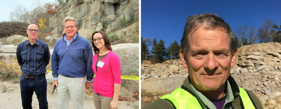 Above, left, from left: Darell Petit, Tom Kennedy, and Ariel Russ.  Above, right: Tom Cleveland: sustainability watchdog for Stoney Creek operations.