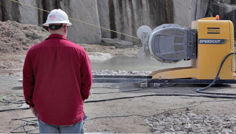 Stoney Creek uses wire saws to economically separate blocks from the quarry face. Less dust, less waste, and it’s safer, too.