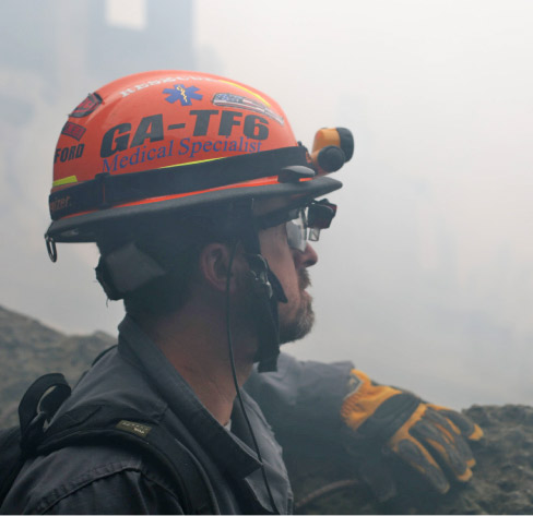 Stafford is a member of Georgia Task Force 6, a heavy rescue and disaster response unit.