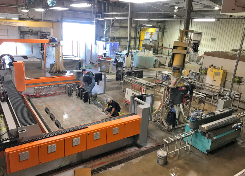 Alpha Countertops in Russellville,  Arkansas is looking to the future and expanding fabrication production with the help of a BACA Systems Robo Sawjet and a BACA Edge XL CNC 