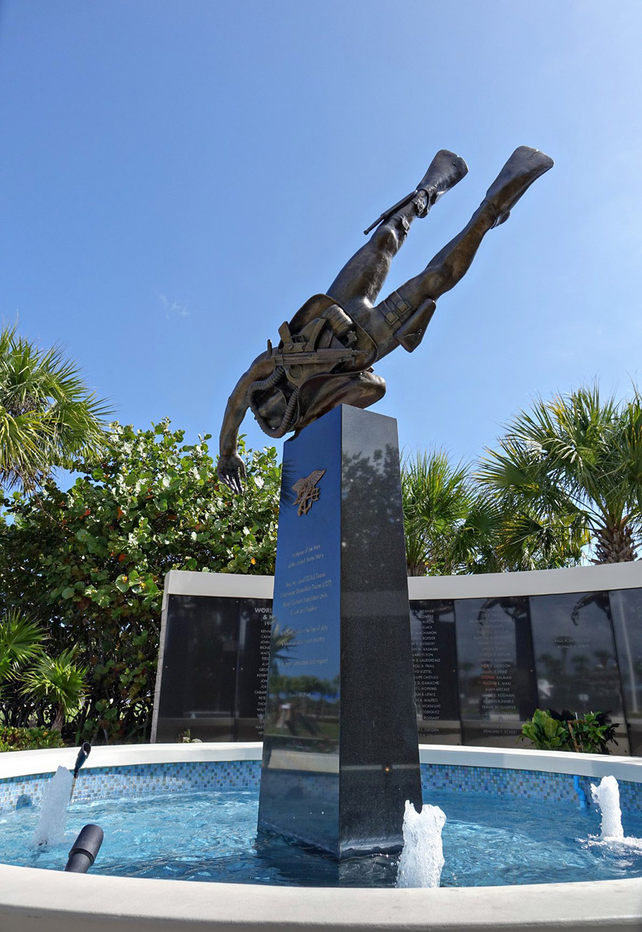 Navy Seal Memorial is located with the Navy Seal Museum on Hutchinson Island, Ft. Pierce, Florida. Ubilla: “We began doing the memorials for those who had paid the ultimate sacrifice, and it became an automatic connection for us.” 