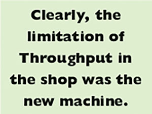 Clearly, the limitation of Throughput in the shop was the new machine.