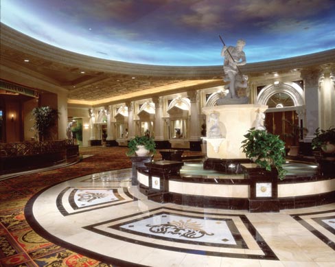 Main Lobby of Caesar’s Palace, Las Vegas, NV – An early Creative Edge project that combines large brass designs inset into marble.