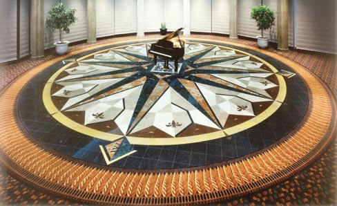 The Crowne Plaza Riverfront, St. Paul, MN.  This 30 foot marble and granite tile medallion is located in the Great River Ballroom, a  popular St. Paul venue for weddings and other elegant events.