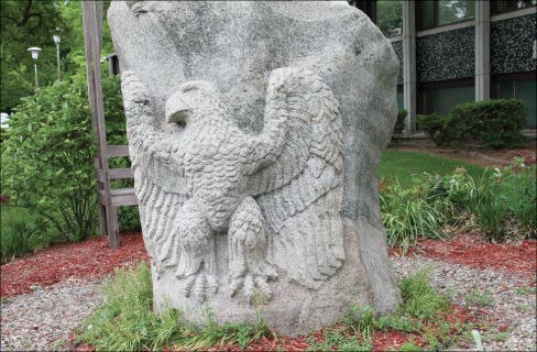 Detail of eagle (modeled from the old Penn Station in New York City) on the back of the 911 memorial.