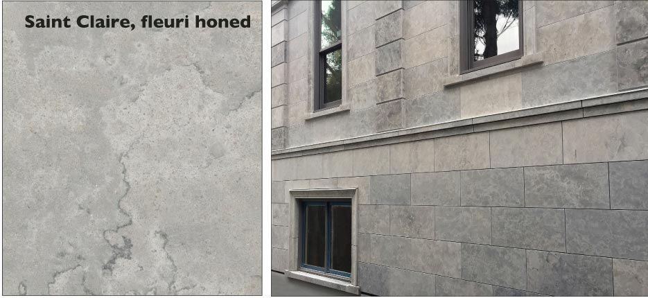 Residential project in British Columbia clad in honed Saint Clair Fleuri limestone.