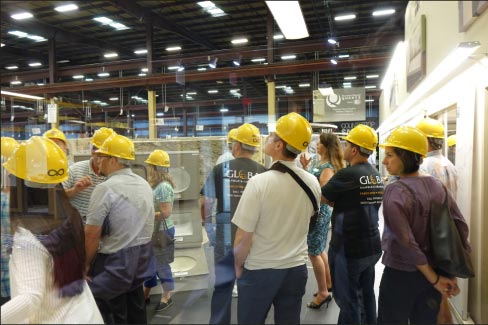 The Massachusetts Stone Summit included a tour of MS International’s slab warehouse facility, led by Holly Nelson.