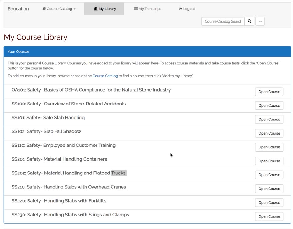 This sample Online University course library is focused on important fabrication and shop safety topics. Course choices can be customized to the individual – and new courses are being added all the time . The pre-selected syllabus for the five-week safety course will give a good overview of what any new employee should know about shop and fabrication safety.