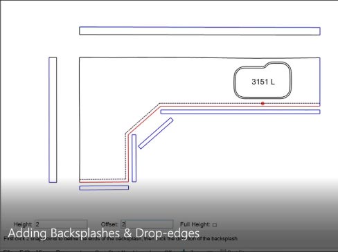 Adding backsplashes and drop edges screen