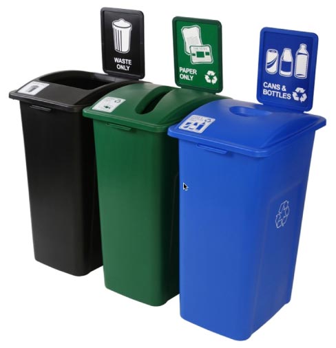 If you want to start an in-house recycle program, clearly marked bins will help your company define and manage a program. Some waste management companies will even provide recycle bins.