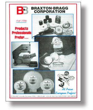 1996 Braxton-Bragg Catalog Cover with a Flex right-angle grinder featured prominently. By 1999, Braxton-Bragg increased its FLEX line of tools from 