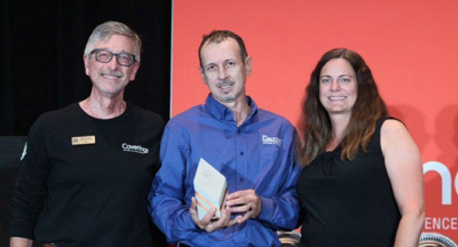 The NTCA Craftsperson of the Year Award, Commercial category, was presented to Ferid Hasic (center) of Grazzini Brothers, Minneapolis, Minnesota.