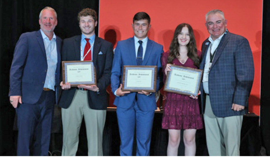 From left: 2021 Tom Ade Ceramic Tile Scholarship recipients Chris Walker, Jacob Fox, and Amanda Mourelatos.