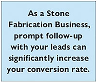 As a Stone  Fabrication Business, prompt follow-up with your leads can significantly increase your conversion rate.