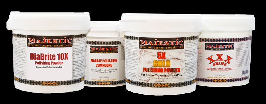 Majestic 5X Gold is the world’s #1 marble polishing powder because it is super-high quality and ball-milled to be extra fine. This improves performance and coverage.