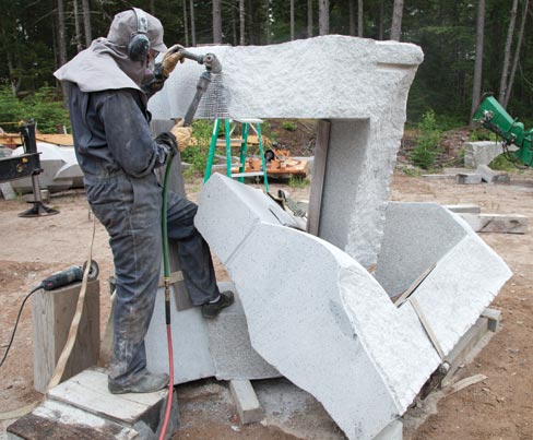 Complex and almost completed, “Torqued Link” is the latest project to come under the skilled hands of Artist Jesse Salisbury. Notice the shallow carved areas (below), much shallower than a drill hole.