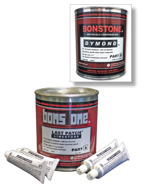 Bonstone Last Patch and Dymond have similar UV-resistant properties, but different curing times and polishing characteristics. Last Patch is suitable for sandstone & limestone, and Dymond, for granite.