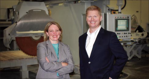 Park Industries co-leaders Joan Schatz and Mike Schlough stand  on the production floor at Park Industries in St. Cloud, Minnesota.