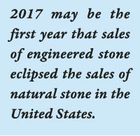 2017 may be the first year that sales of engineered stone eclipsed the sales of natural stone in the United States.