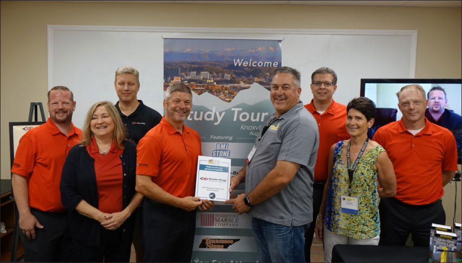 Braxton-Bragg welcomes the NSI Study Tour to Knoxville.  Regional stone industry businesses were hosts for the tour, including nearby Tennessee Stone, BMJ Stone, Tennessee Building Stone and Tennessee Marble Company.