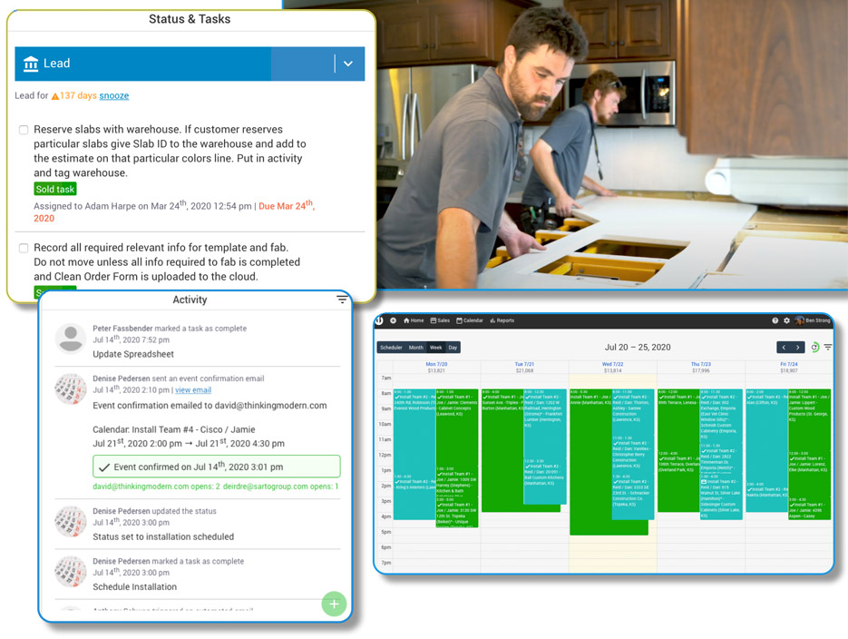 EasedEdge offers absolute clarity on what days and times are open in coming weeks for an installation, no matter how many install teams a company has. You have the option of sending a confirmation email directly from the software to the customer. EasedEdge also notifies the person scheduling, so he or she can place the installation, big or small, with the correct installation team.