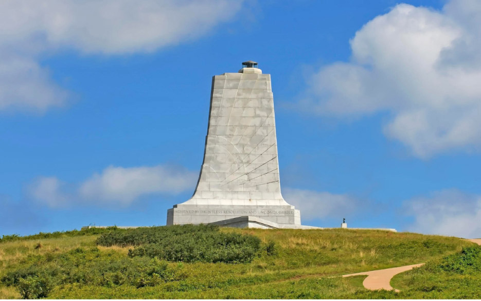 The 60 foot Wright Brothers National Memorial, in Kitty Hawk, NC.