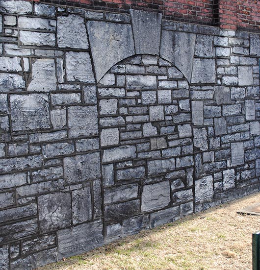 Detail of the substantial dimensional stonework used in the maturing warehouses