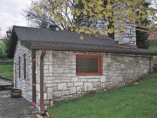 One of the remarkably well-preserved outbuildings still in use at Buffalo Trace