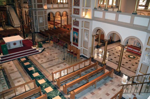 The Franciscan Monastery’s main church floors were just recently restored in October to their natural shine