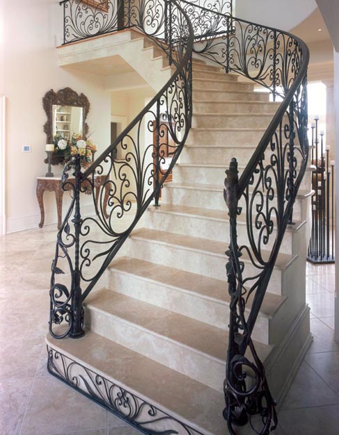 The Durango stair treads and risers on these dramatic, cantilevered stairs were all fabricated by hand to fit precise specifications.