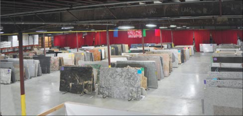 Stone Spectrum’s warehouse encompass a total of 40,000 square-feet, and at any time houses well over 1,000 slabs, as well as tiles and cubic material. “The owner travels the world visiting quarries and hand selecting our materials,” said Josh Spencer.