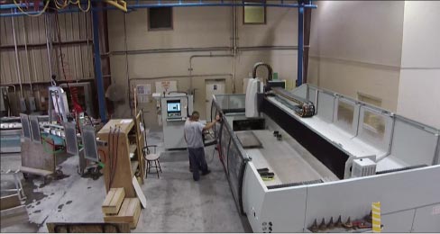 Stone Interiors has been a Marmo Meccanica shop “from the very beginning,” said Duane Naquin. Much of their work is straight runs, handled by their Marmo 522 edge polisher.