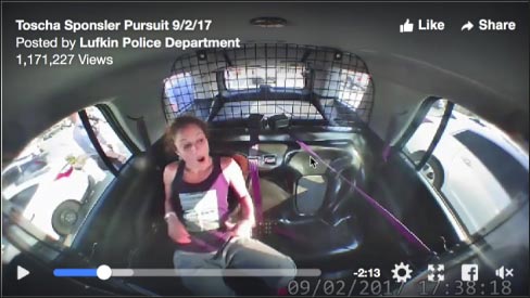 In a video posted by the Lufkin, Texas, Police Department, Ms. Sponsler seems astounded she freed herself from the cuffs…