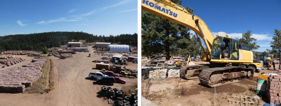 Stone has been quarried on the Lyons Sandstone acreage since the 1800s. Average yearly production is 17,000 tons, with some 13,000 tons in dimensional stone, and 4,000 in landscaping stone and rip rap.  Their Komatsu excavator and two loaders help move stone and dig through the light overburden.