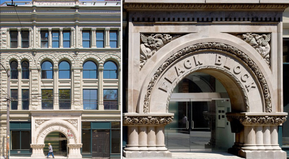 Vancouver-based, British-born carver Tony Rogac and his company Architectural Masonry was commissioned to reproduce the arch.