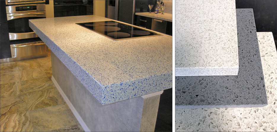 IceStone Ocean Grass, one of 17 colors of this recycled glass solid surface product.