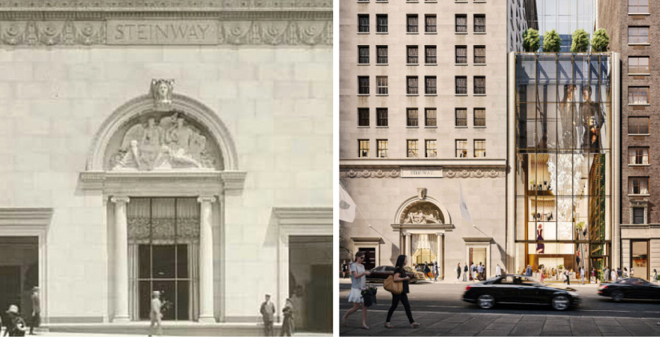 Indiana Limestone adorns the base of the 82-story Steinway Building.