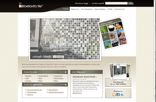 One of the new features of the Bellavita Tile site that will add speed, convenience and ease-of-use include the addition of many new items with flash galleries in an effort to better serve customers and prospects, and to showcase their extensive line of quality products in a more attractive and easy-to-navigate format.