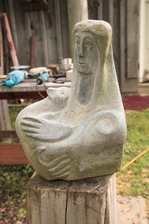 A back yard collection of original works by Lise first greet all who approach her front door. “I sell, fairly small, intimate sculptures that somebody can have by their door or in their garden.” 