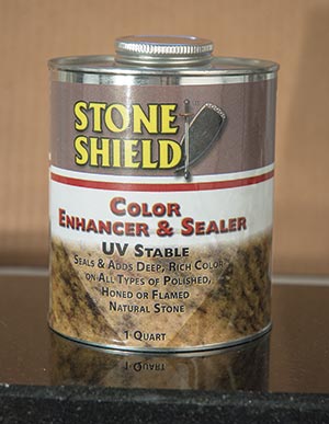 Stone Shield Enhancer & Sealer is great for color enhancing of all types of granite, marble and travertines. It can be used to get wet-effect look for indoor and outdoor applications. The Stone Shield Enhancer & Sealer brings out a deep rich color in stone. The UV stable formula  can be applied on polished, flamed, rough or sanded surfaces, and works well to disguise small scratches or lower polished surfaces. As a sealer, it’s also excellent for protecting surfaces against oil and water spotting.