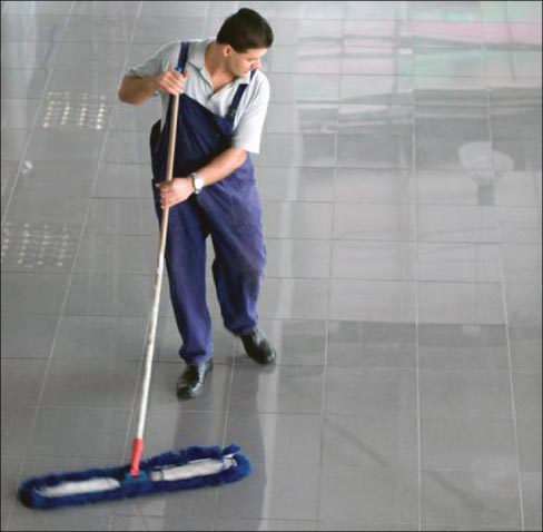 Dust mopping polished concrete – Sometimes the old-fashioned way is best. Polished concrete is a relatively maintenance free surface unless deep scratches occur – just dust mop or vacuum routinely.